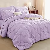 CozyLux Full Size Comforter Sets Lavender, 7 Pieces Bed in A Bag Light Purple Comforter Full Size, Pinch Pleat Bedding Sets with All Season Comforter, Sheets, Pillowcases & Shams