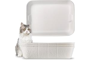 YCSKJK Disposable Cat Litter Box, Sturdy and Durable, Extra Thick, Large Size - 16.2"x12.6"x3.9", Water Resistant and Sustainable, Disposable Litter Boxes for Cats (White, 3-Pack)