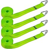 VULCAN Winch Strap with Heavy Wire Hook - 2 Inch x 15 Foot - 4 Pack - High-Viz - 3,300 Pound Safe Working Load