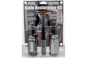 Flitz Knife Restoration Kit - USA-Made All-in-One Knife Cleaner & Restoration Tools - Includes 1.76oz Polish, 1.7oz Ceramic Sealant, Diamond Sharpener, & Microfiber Cloth - Rust Remover for Knives