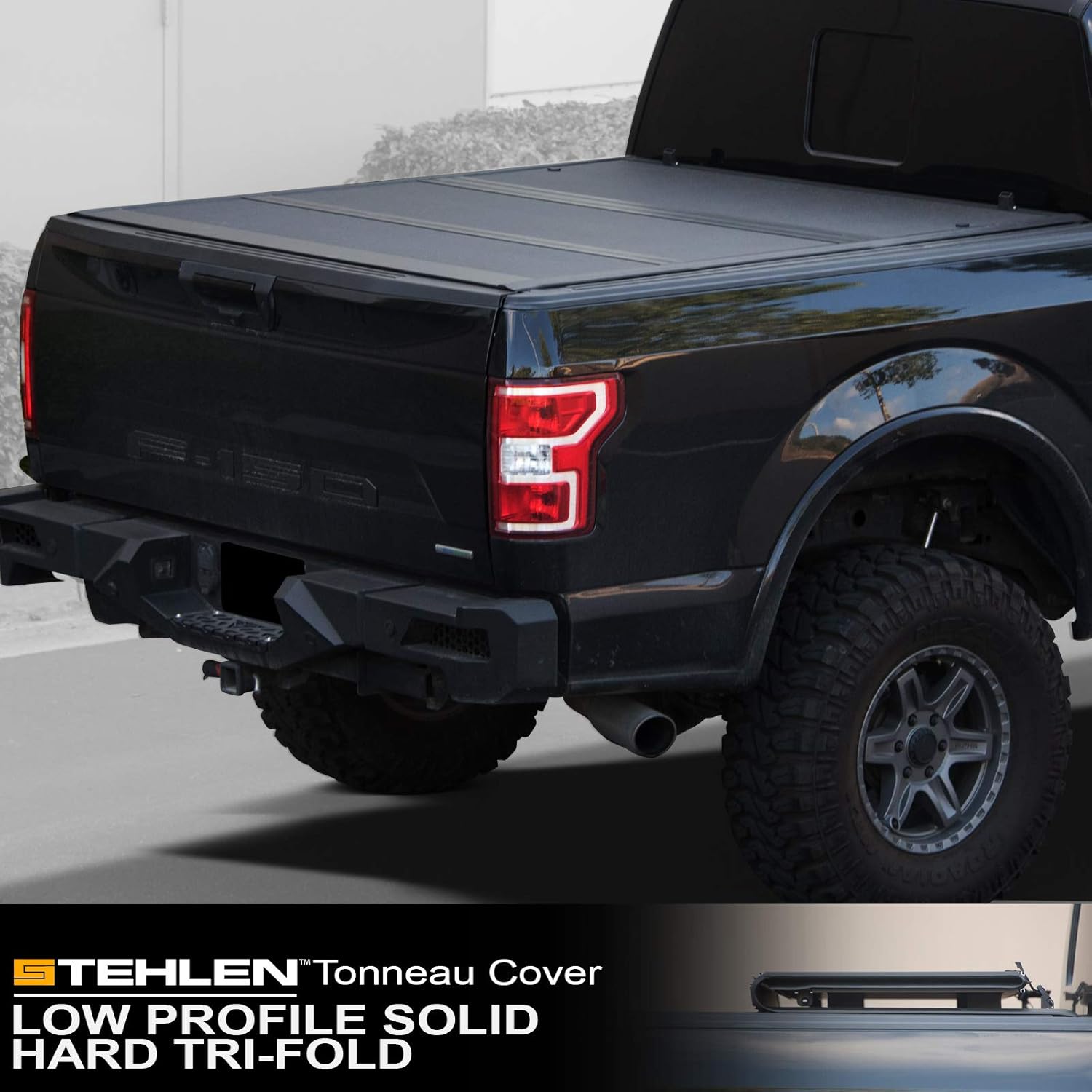 Amazon Com Stehlen 642167822332 Low Profile Hard Plastic Tri Fold Tonneau Cover Matte Black For 2015 2021 Ford F150 6 5 Feet 78 Bed Automotive