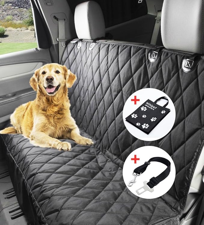 Wasserfest Autoschondecke, Winipet DO01-FBA 150 x 144cm Hundedecke Rückbank, Anti-Rutsch Schondecke Hund Auto mit Einem Koste