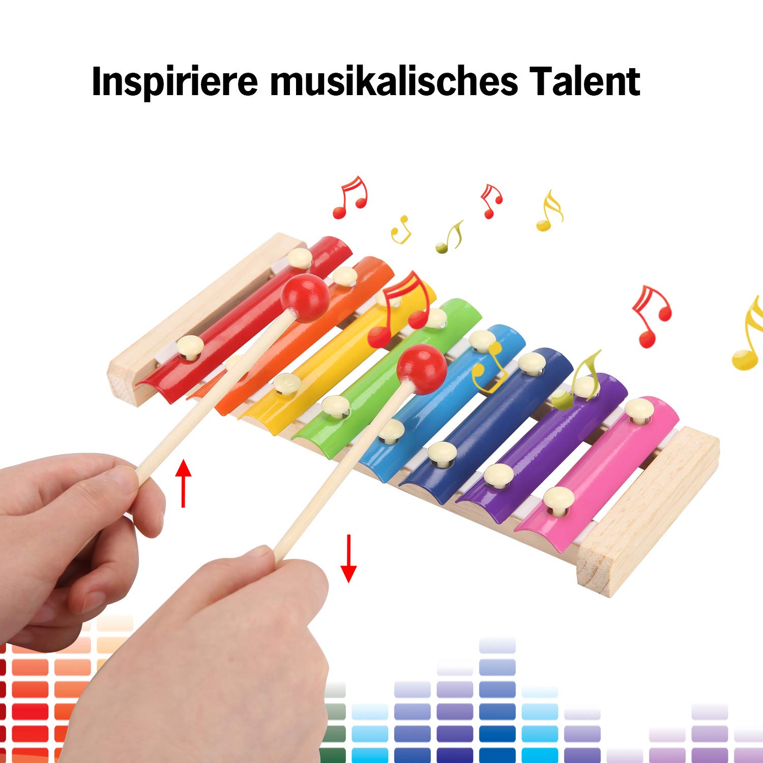 Xylophon Kinder Musikinstrumente Glockenspiel Musical Spielzeug Holz schlägel Kinderschlagzeug Pädagogische Geburtstag Weihnachten Holzspielzeug für Babys mit zwei kindersicheren hölzernen Schlägeln