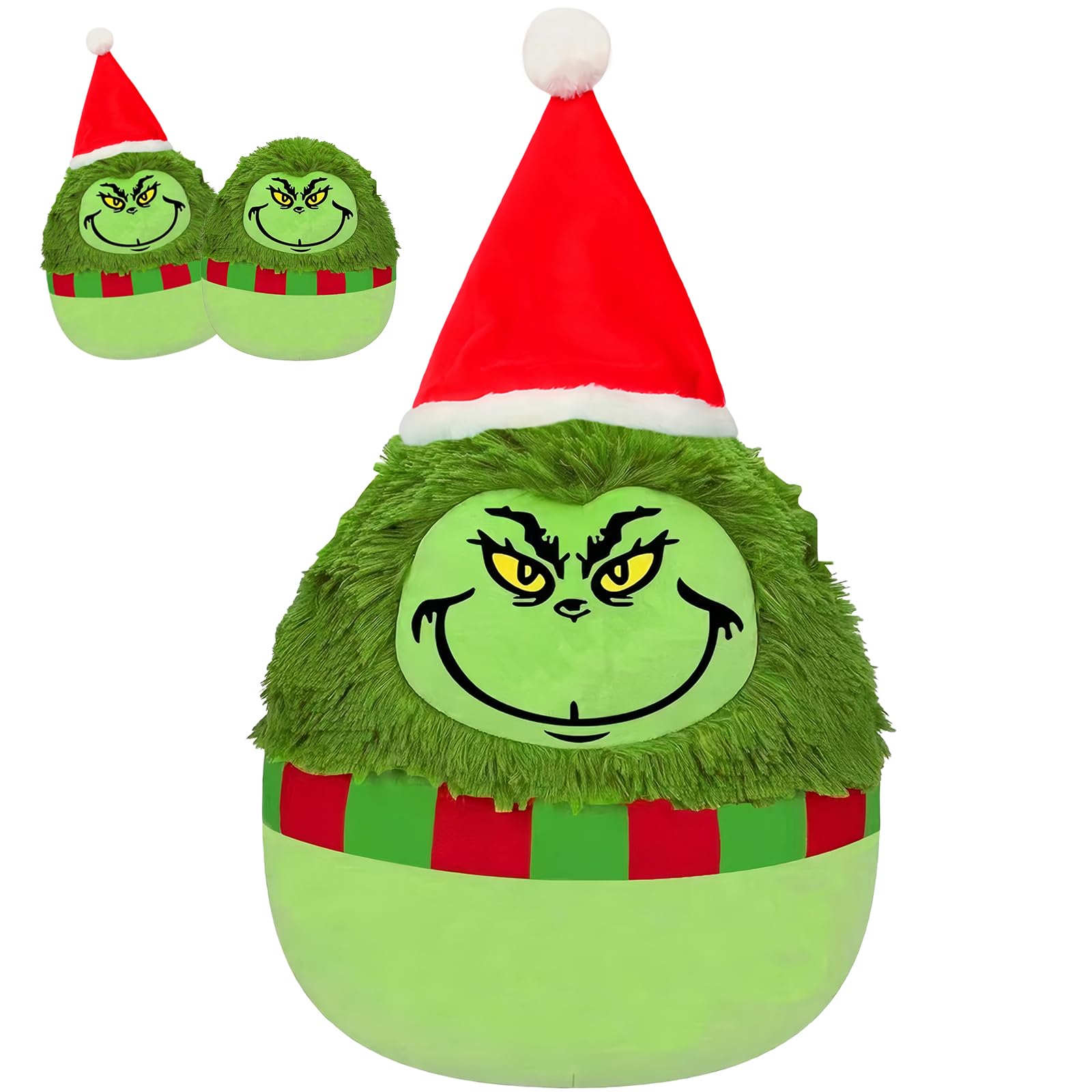 9.8" Cute Christmas Grinch Soft Plush Toy, Xmas Grinch Plush Pillow, Squishy Cotton Plushies Doll, Kawaii Plush Stuffed Animal, Gift for Kids, Home Decorations