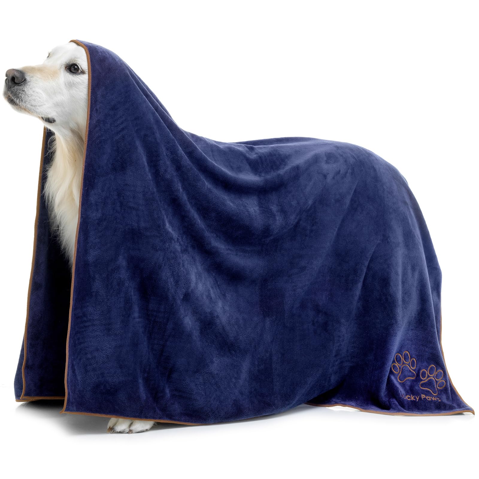 Lucky Paws® UK Dog Towel – Giant Size 140x100cm Dog Towels – Super Absorbent, Luxuriously Soft, Fast Drying Dog Towels for Drying Dogs – Premium Microfibre Dog Towel (Pack of 1 Giant Size, Navy Blue)