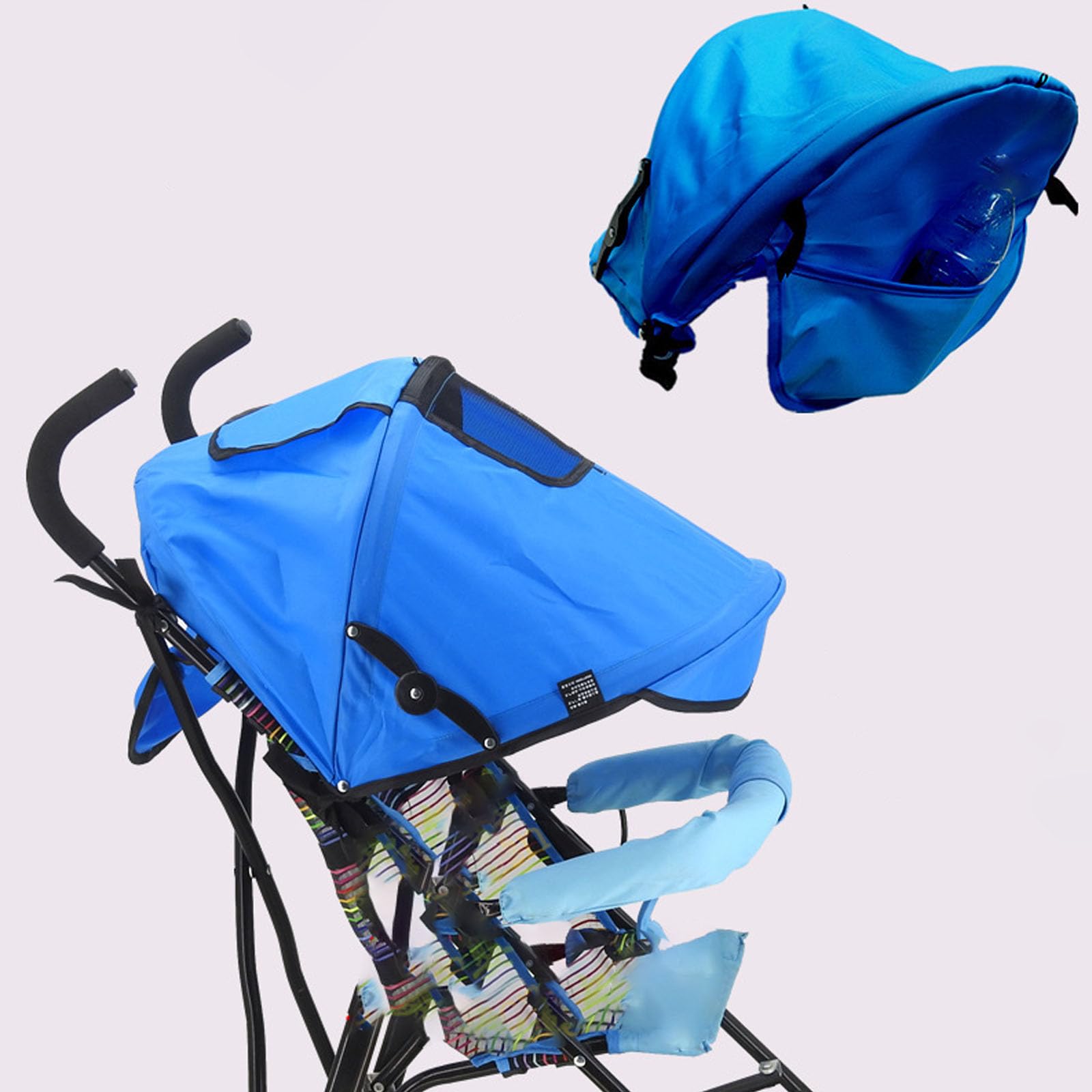 Baby Stroller Sun Protection Infant Stroller Sun Shade Cover Sunshield Universal Stroller Canopy Extender Awning Pushchair Pram Buggy Parasol Sunshade Sun Umbrella Stroller Pocket Mesh Window (Blue)