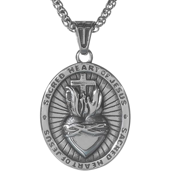 Plata De Ley 0.925 Oval Sagrado Corazón De Jesús Medalla - Etsy España