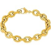 Invicta Bracelet for Men, Stainless Steel Chain Jewelry, Knife Edge Oval Link, 10.6mm, 8.75"