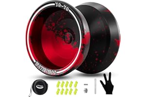 WATIEOBOO 09 Upgraded Aluminum Alloy Yo-yo - Responsive/Non-Responsive Dual-Mode Yoyo, Suitable for Freestyle Trick yoyo from Beginners to Professionals, Perfect yo yo Accessory Pack, Black, red.