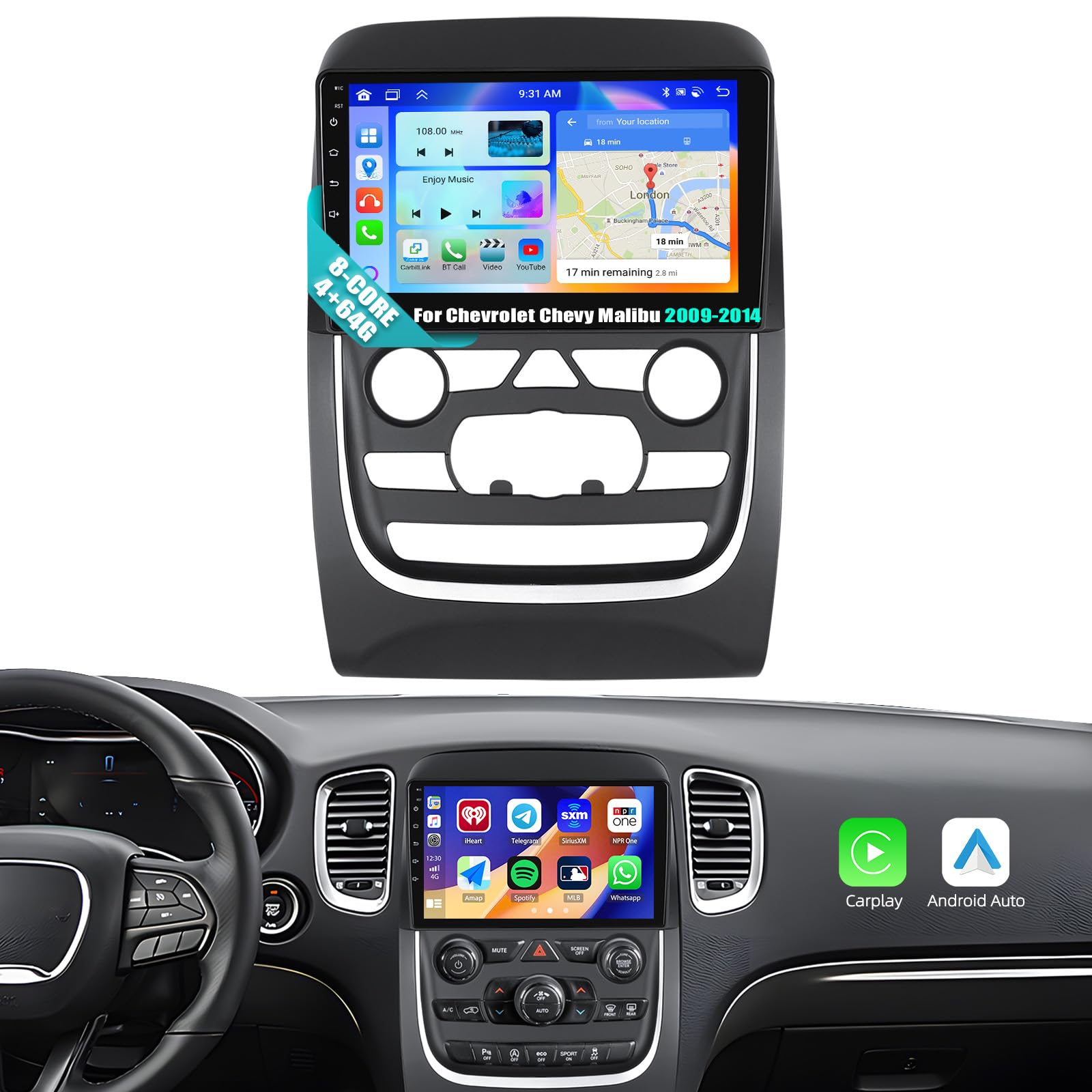 Photo 1 of [8 Core 4G+64G] Car Radio for Dodge Durango 2014-2020 with Wireless Apple Carplay Android Auto,9'' Touchscreen Android 13 Car Stereo with WiFi,GPS Navigation,Bluetooth,FM/RDS,SWC+Backup Camera