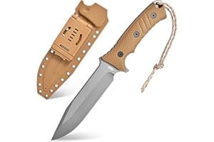 Gtkii GTK2 Fixed Blade Knife AUS-10 Steel Blade Nylon Fiberglass Handle Full Tang EDC Tool Knifes for Outdoor Camping Survival Adventure Bushcraft (brown)