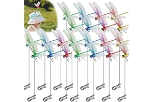 ZCHKG 8PCS Dragonfly Hat Clip Bug Repellent, Outdoorhat Clip on Fake Dragonfly Rod Clip for Bug Repellent, 3D Dragonfly Garden Stakes Decor, Multicolor Waterproof, Easy Attachment for Indoor Outdoor(16pcs)
