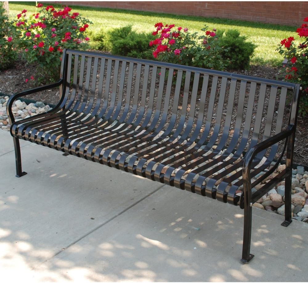 Jayhawk Plastics Aspen Bench, Steel, 6 ft, Black