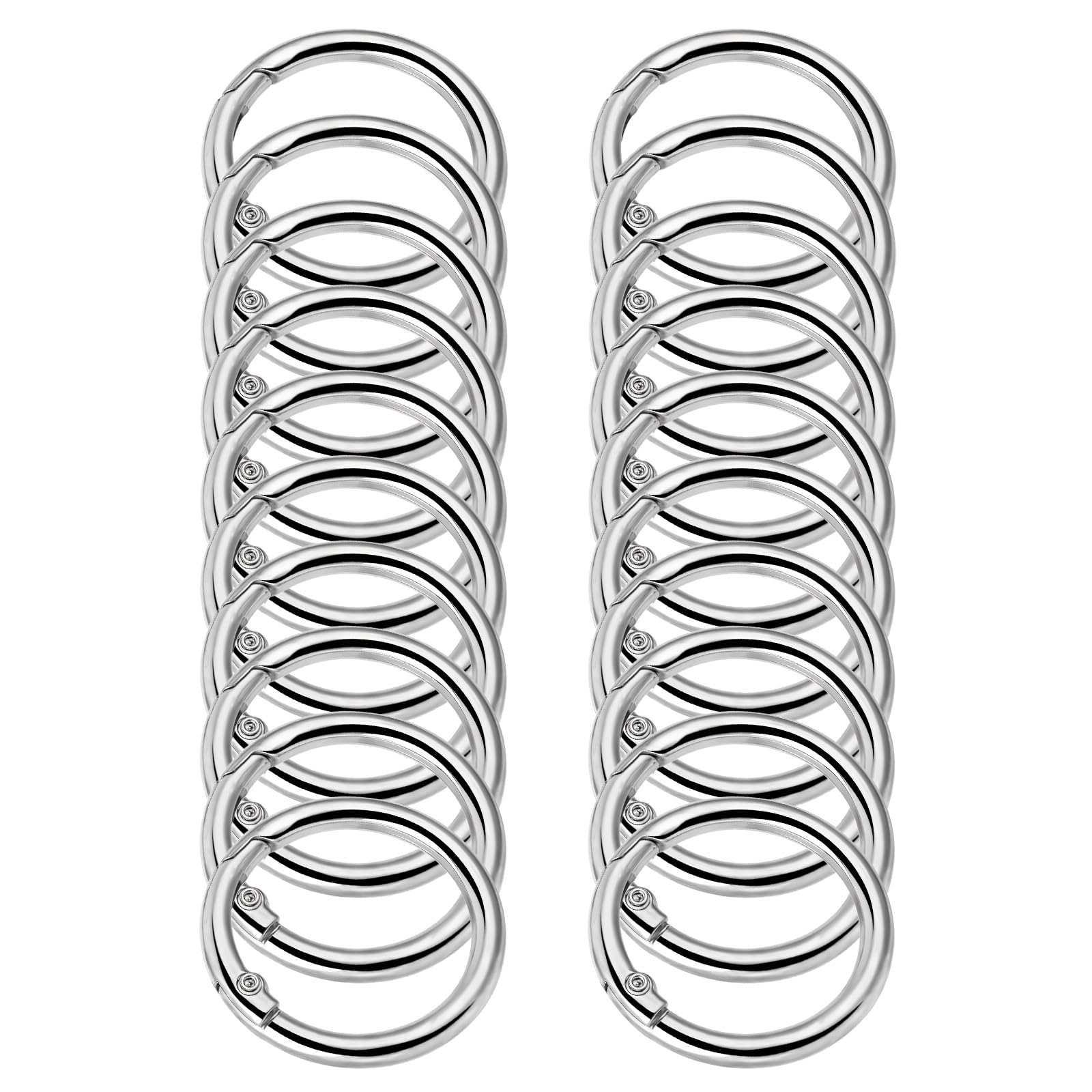 Photo 1 of 20 Pack Spring O Rings,1 Inch Spring Circle Carabiner Clips Round Buckle Clips Metal Alloy Purse Clip for Keyring Keychain, Handbag Craft, Dog Leashes, Luggage Accessories (Silver)