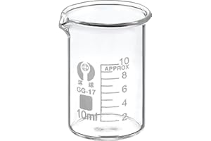 PATIKIL 10ml Low Form Glass Beaker, 3.3 Borosilicate Glass Graduated Printed Scale Measuring Cups with Spout for Kitchen Lab Liquids Transit Boiling