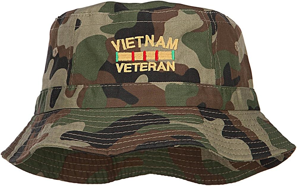 Vietnam Veteran Embroidered Bucket Hat Camo OSFM at Amazon Men’s Clothing store