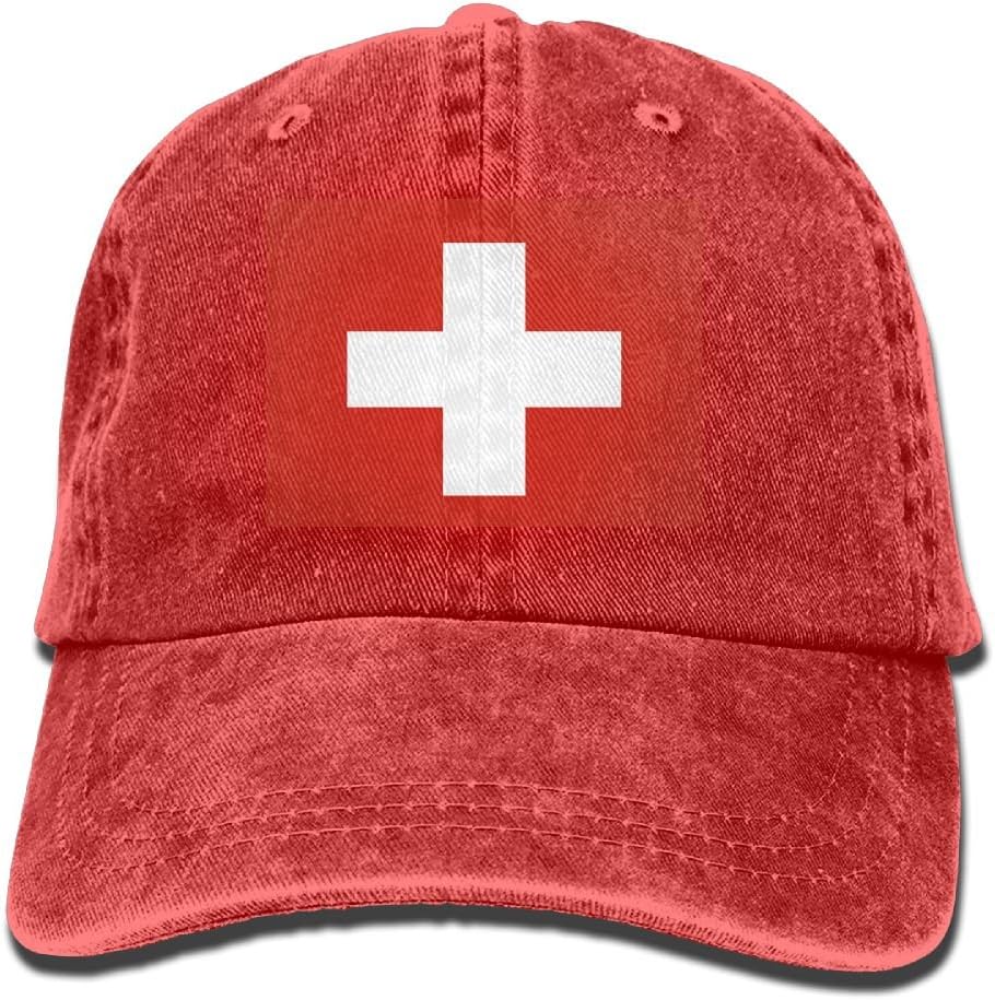TZTSwiss Flag Unisex Adult Denim Dad Baseball Hat Sports Outdoor Cowboy Cap for Men and Women