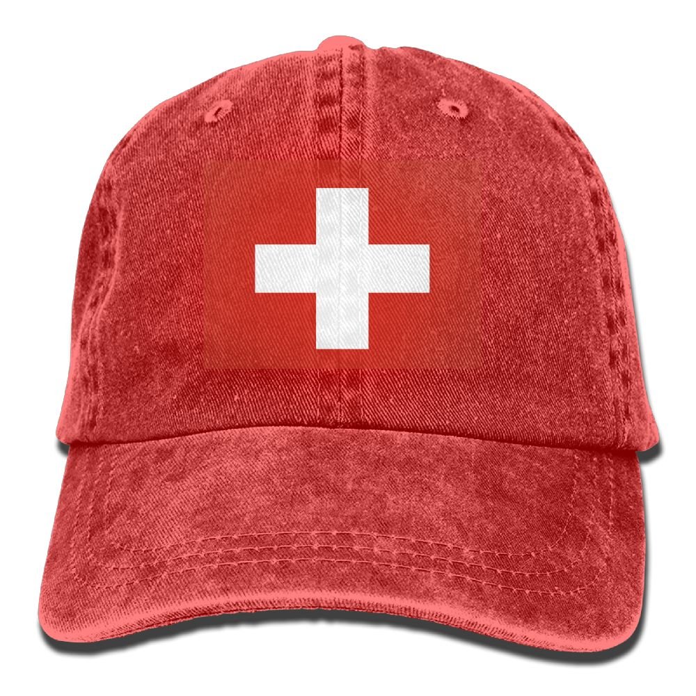 TZTSwiss Flag Unisex Adult Denim Dad Baseball Hat Sports Outdoor Cowboy Cap for Men and Women