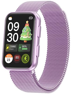 MorePro Health Fitness Tracker with Blood oxy-gen Monitor and 24/7 Heart Rate and Blood Pressure, Sleep Monitor, 120+ Sport Modes Waterproof Fitness Watch for Women Men Android iOS, Orchid Purple