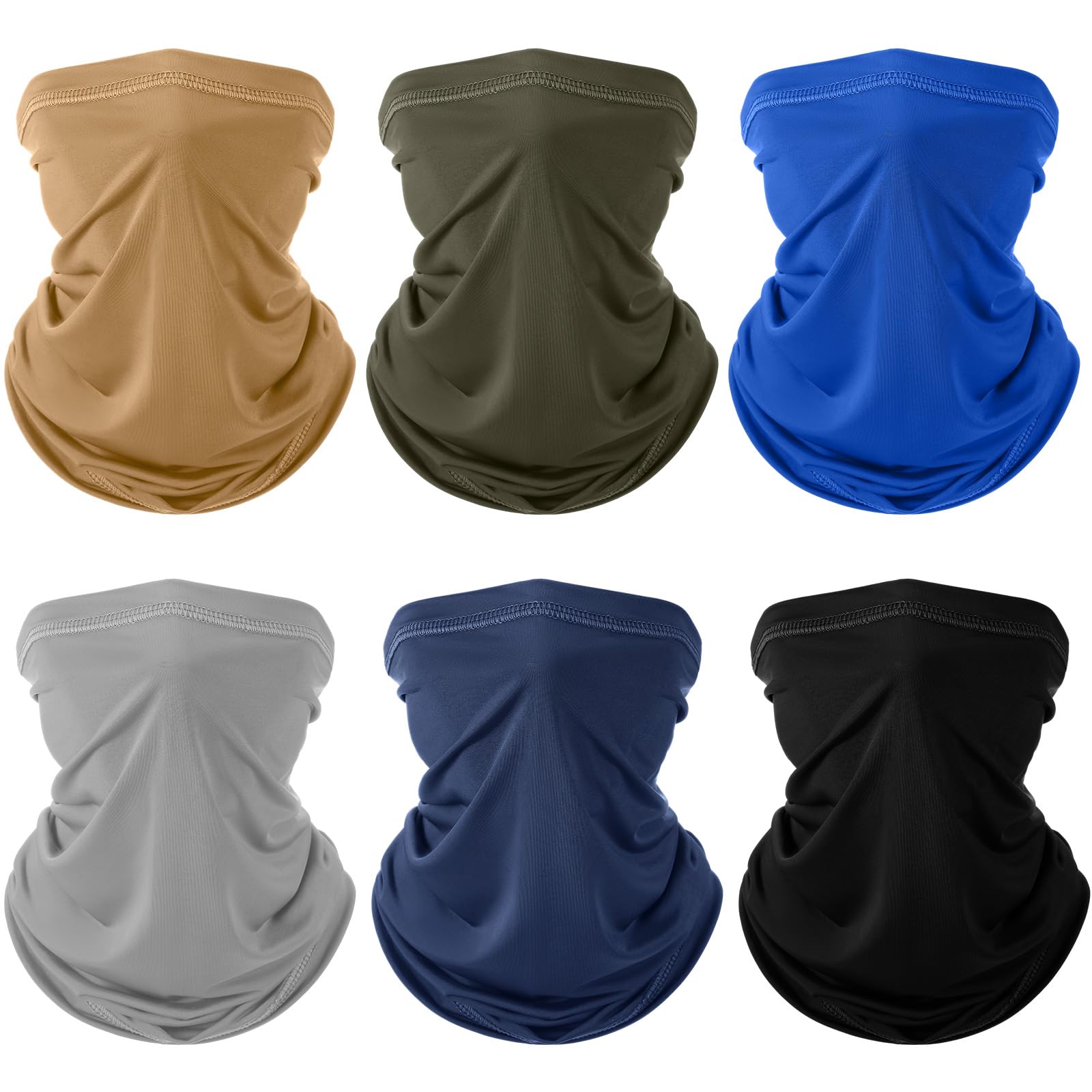 Photo 1 of Geyoga 6 Pieces Summer UV Protection Cooling Neck Gaiter Face Clothing Neck Gaiter Mask Scarf Sunscreen Breathable Bandana(Coyote Color)
