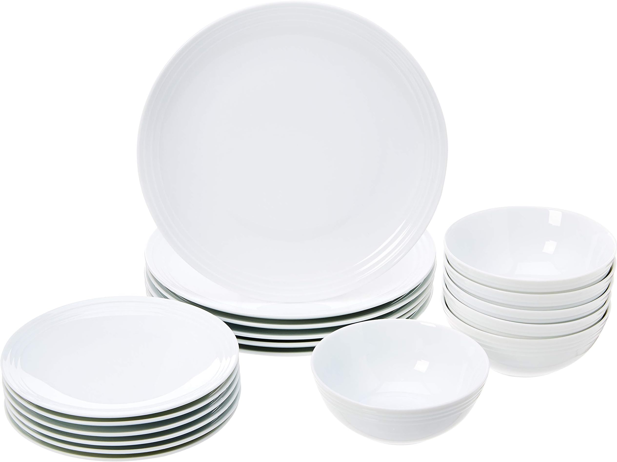 Amazonbasics 18-Piece Dinnerware Set - White Embossed Porcelain