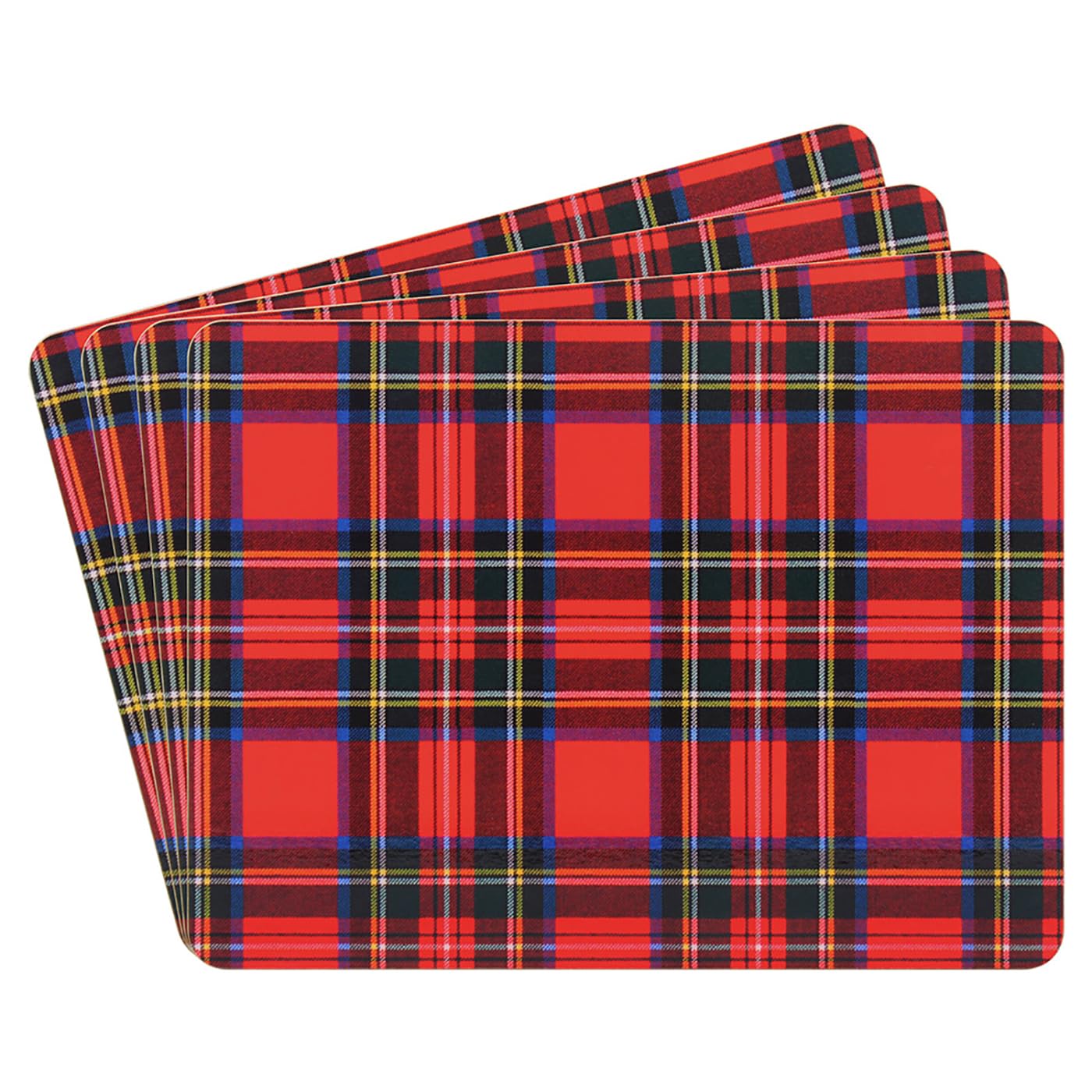 The Leonardo Collection Tartan Table Place Mats Set of 4 | Non Slip Washable Table Mats For Dining | Easy to Clean and Mantain Table Mats | Set of 4 Printed Designer Placemats
