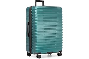 U.S. Traveler Boren Polycarbonate Hardside Rugged Travel Suitcase Luggage with 8 Spinner Wheels, Aluminum Handle, Teal, Checked-Large 30-Inch