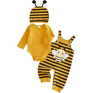 Baby Boy Clothes Set Bodysuit Top Suspender Pants Hat Newborn 3Pcs Outfit