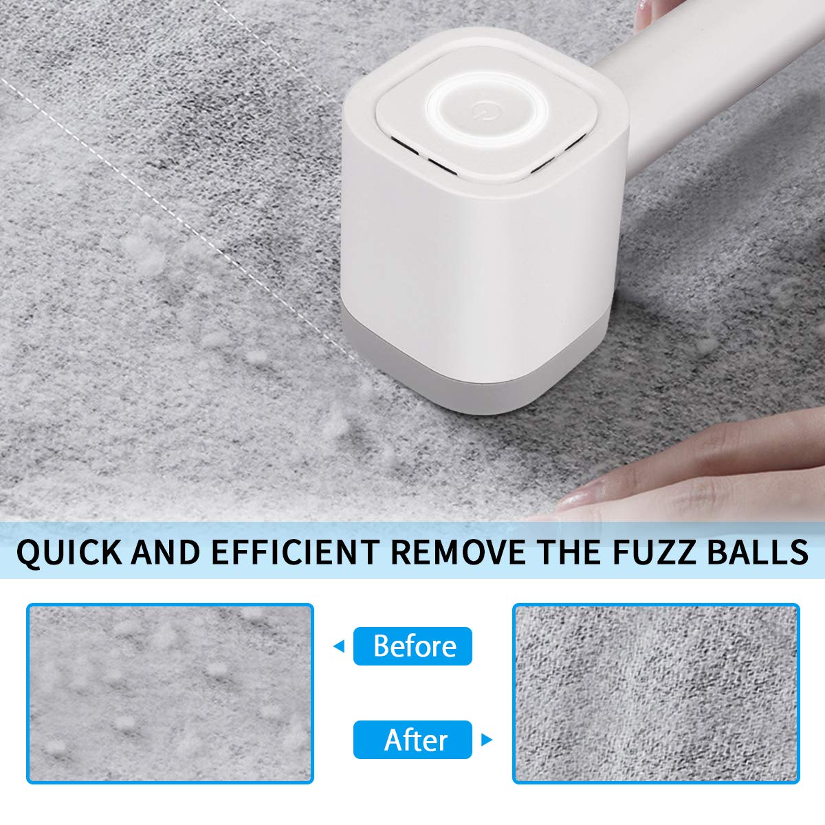 Sweater Fabric Shaver, Electric Lint Remover with Sticky Lint Roller 2 in 1, USB Rechargeable Removable Depiller Shaver,Triple Protection for Clothes,Quickly and Effectively Remove Fuzz Pill Bobbles