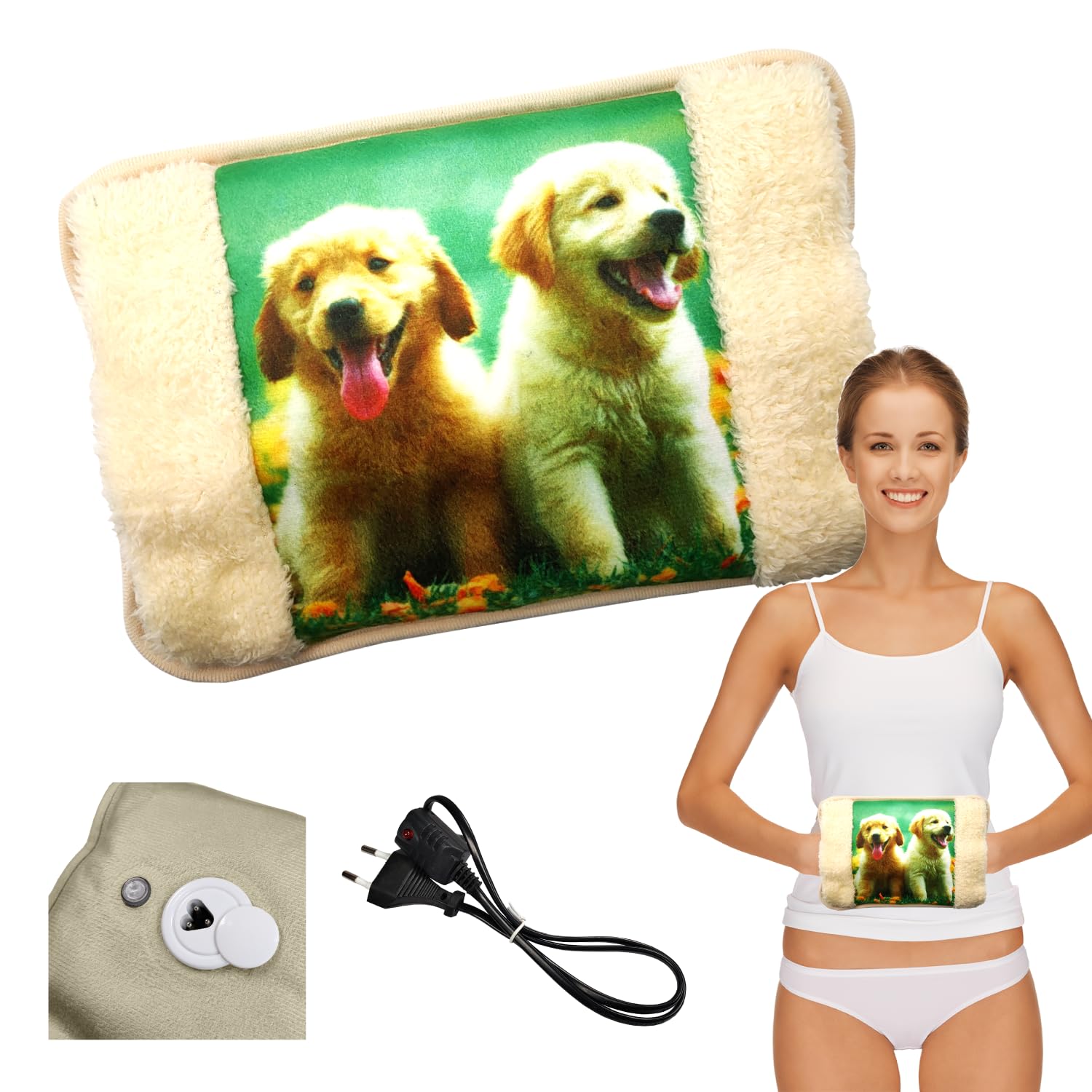 Powersell - Electric Hot Water Bottle | Plush Lining for Softness | Long-Lasting Heat up to 5 Hours | Easy Electric Charging | Suitable for Winter Use, Plush Toy