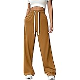 PINSPARK Wide Leg Sweat Pants for Womens High Waisted Baggy Sweatpants Casual Drawstring Workout Pants with Pockets
