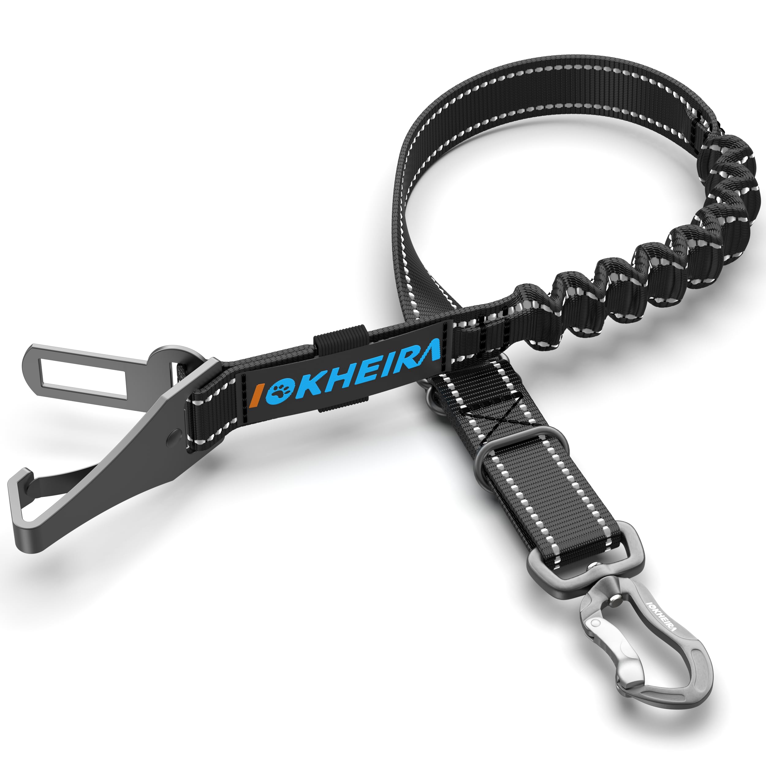 IOKHEIRA Dog Seatbelt, Aviation Aluminum Carabiner Nylon Dog Seat Belt, Adjustable Dog Car Harness, Pet Safety Belt with Hook Latch & Seatbelt Buckle