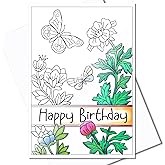 Art Eclect Birthday Cards to Color for Adults, 10 Cards with Different Designs and 10 White Envelopes (Birthday/10)