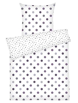 Dyckhoff Weichfrottier Bettwäsche Pünktchen lila 1 Bettbezug 135 x 200 cm + 1 Kissenbezug 80 x 80 cm