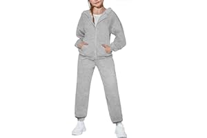 Arshiner Girls 2 Piece Outfits Jogger Sets Zip Up Hoodie Sweatshirts and Sweatpants with Pockets Tracksuits Sweatsuits