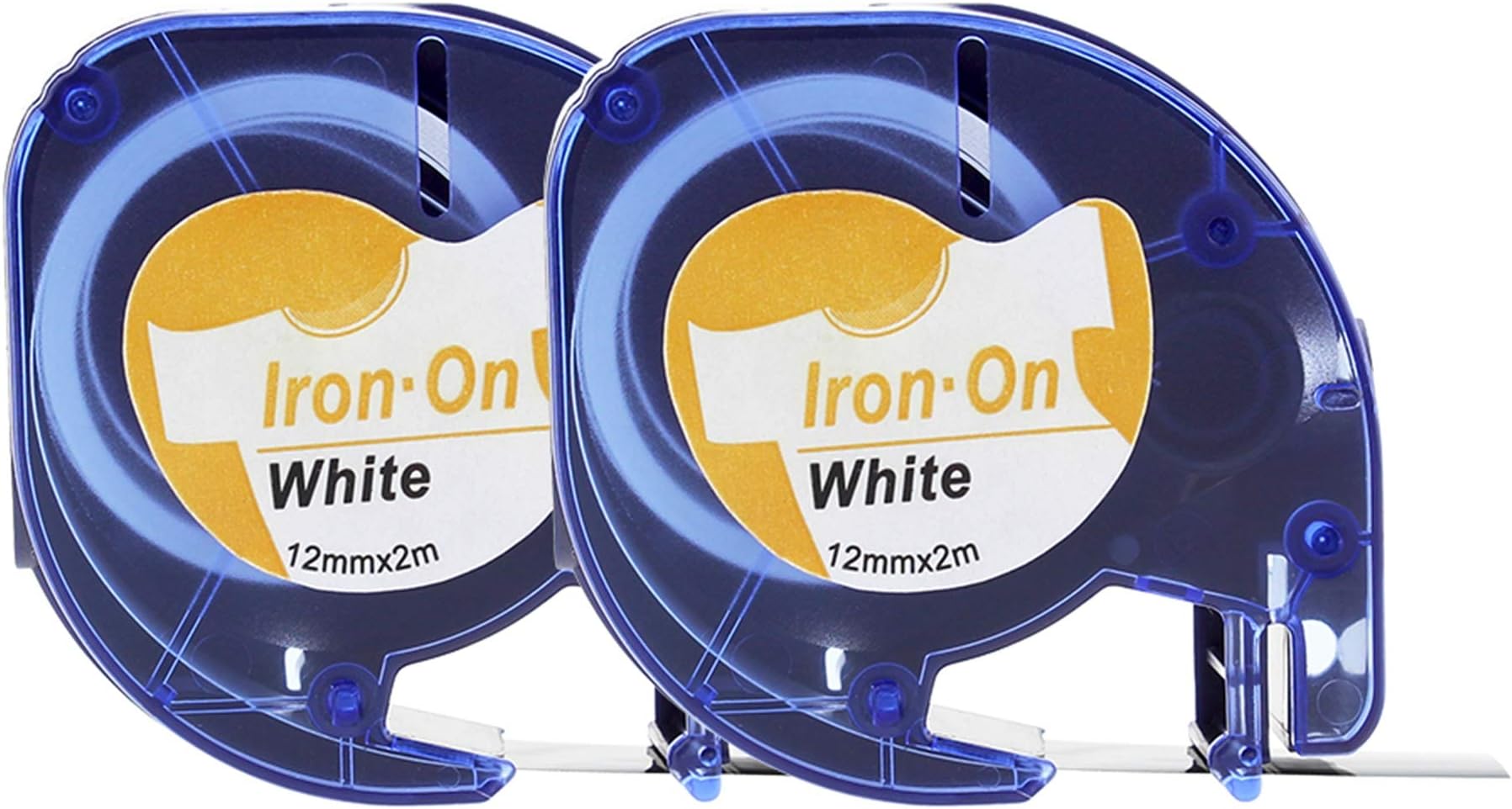 Airmall Compatible Iron On Label Tape Replacement for Dymo LT LetraTag Iron-On Fabric Labels 12mm x 2m 18769 S0718850 Black on White for Dymo LetraTag Printers LT-100H LT-100H LT-100T QX50, 2-Pack