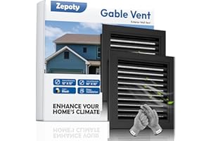 Zepoty Set of 2 - Aluminum Gable Vent 12" x 12" with Screened Design for Effective Attic and Shed Cooling, Vent Opening: 10" x 10", Black