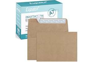 Eupako 5x7 Envelopes Self Seal 100 Pack, Brown A7 Envelopes, Kraft Paper Envelopes for 5x7 Cards, Photos, Invitations, Wedding, Graduation, Baby Shower, 5.25 x 7.25 Inches
