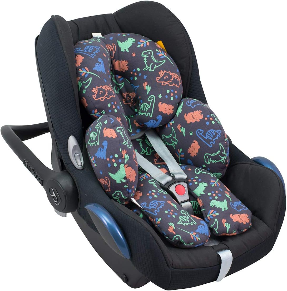 JYOKO KIDS Universal Baby Seat Reducer for Car Seat Carrycot and Pushchair, Happy Dino, Head, Body and Back Support 3 pieces - Image 3