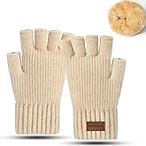 Bototack Fingerless Gloves for Women and Men - Winter Warm Knitted Half Finger Gloves for Typing Driving Working Running