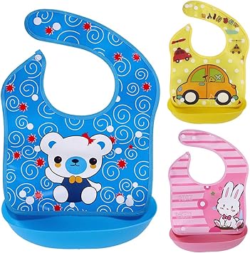 3 bavoirs avec récupérateur dès 8 mois