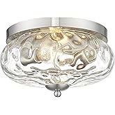 Darkaway Ceiling Light Fixtures Flush Mount Indoor Outdoor Ceiling Light with Water Ripple Glass Shade for Hallway Kitchen Be