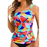 Women's Swimsuit Tankini Top Only - One Shoulder Swim Top Tummy Control Bathing Suit No Bottom 2025 Swimwear