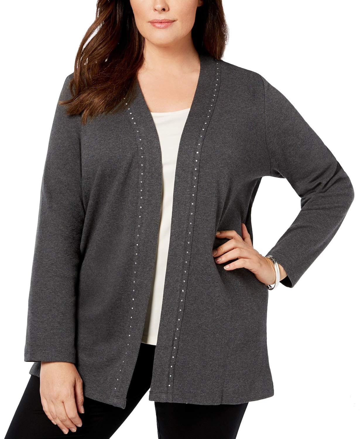 Karen Scott Plus Size Cotton Rhinestone 
