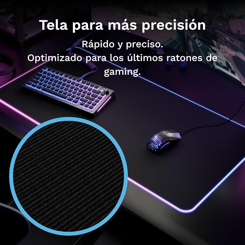 Tecido para jogos com bordas cosidas GMP 2 GLED Large Extended - Preto