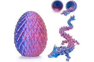 Maziky 3D Printed Dragon Egg with Dragon Inside, Mystery Articulated Dragon, Crystal Flexible Dragon Fidget Toys for Adult Autism Home Decor (Laser Purple, 1P)