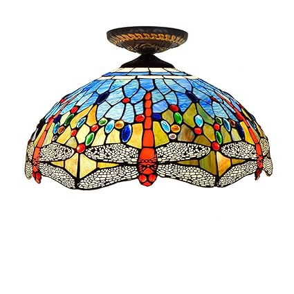 Amazon Com Zixuaa Tiffany Style Ceiling Lamp 16 Inch Blue Enamel