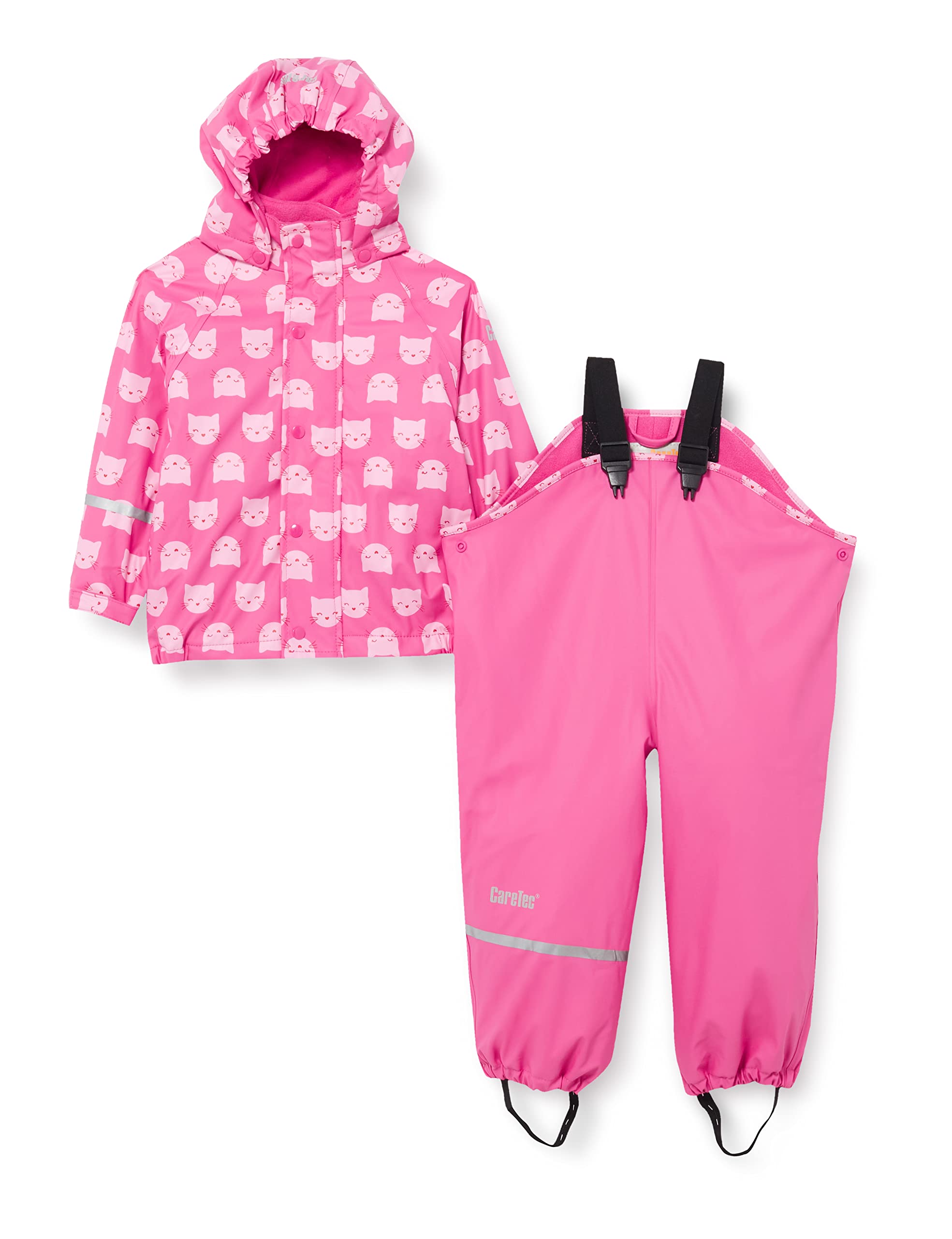 CareTec Baby und Kinder Regenjacke und Regenhose mit Fleece Futter im Set, Real pink (546), 80