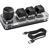 XMSJSIY Mini 3 Key Keypad Mechanical Keyboard One Handed Hot Key | with 1 Knob DIY Programmable Macro Customized Program with RGB led for Office Gaming Media Supplies -1 PCS