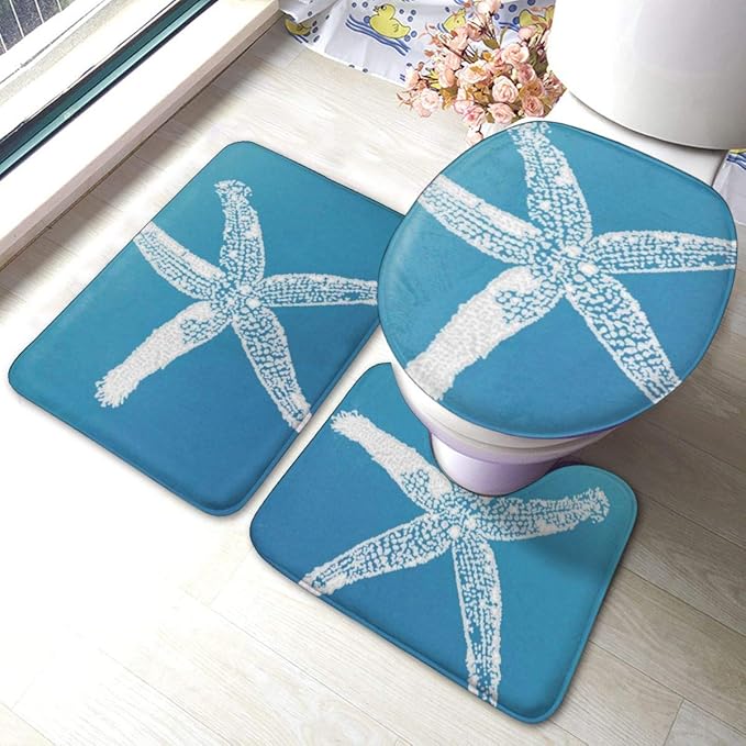 Chery23 - Juego de alfombras de baño, diseño de estrella de mar, color